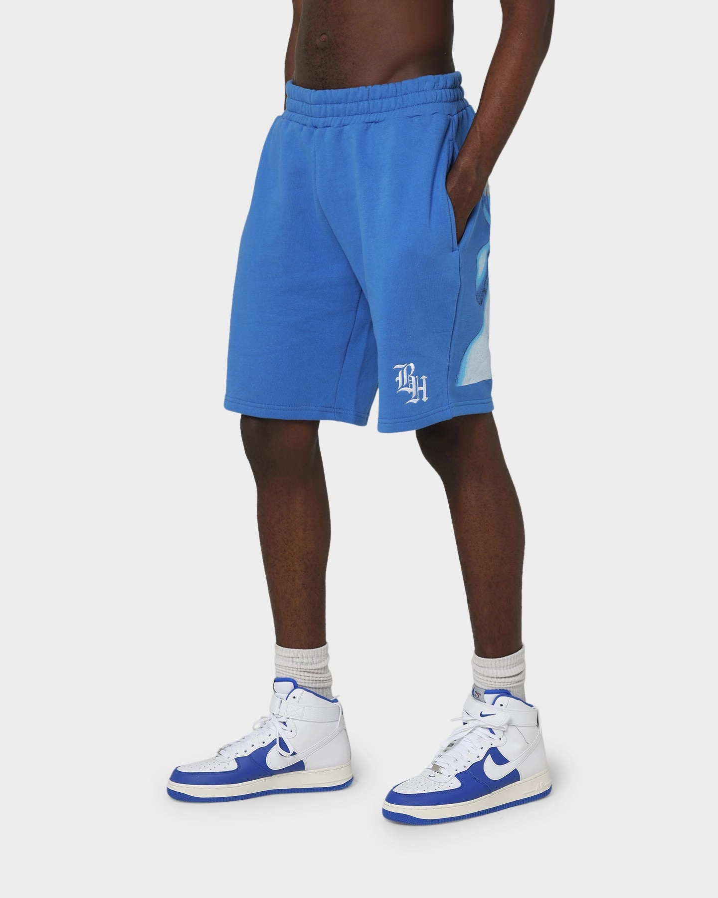 Brockhampton Alien French Terry Shorts Royal Blue Elastic Band