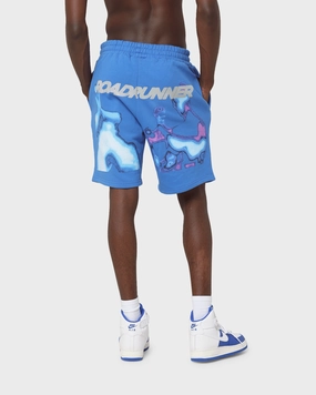 Brockhampton Alien French Terry Shorts Royal Blue Recycled Elastic Trim