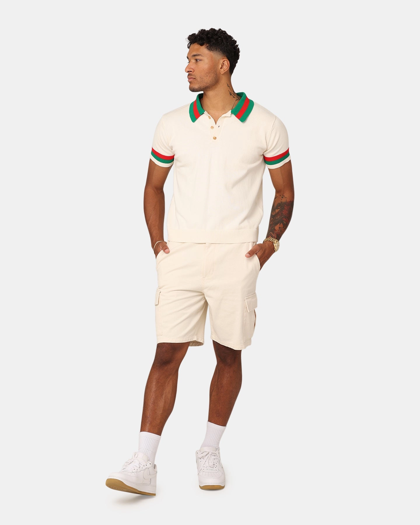 Relaxed Neckline XXIII Damien Knit Polo Shirt Off White/Multi