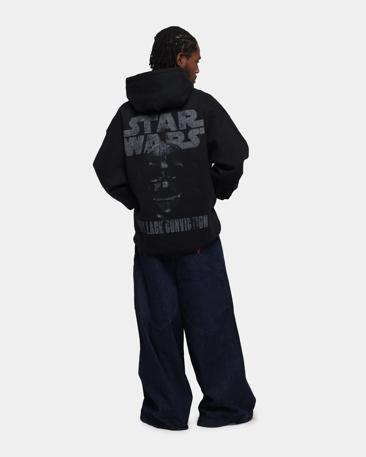 Drop Shoulder Design Garment Washed Finish 73 Studio Star Wars Vader Premium Hoodie Black