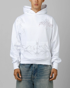 Loiter Opaque Rhinestone Premium Hoodie Off White chest pockets