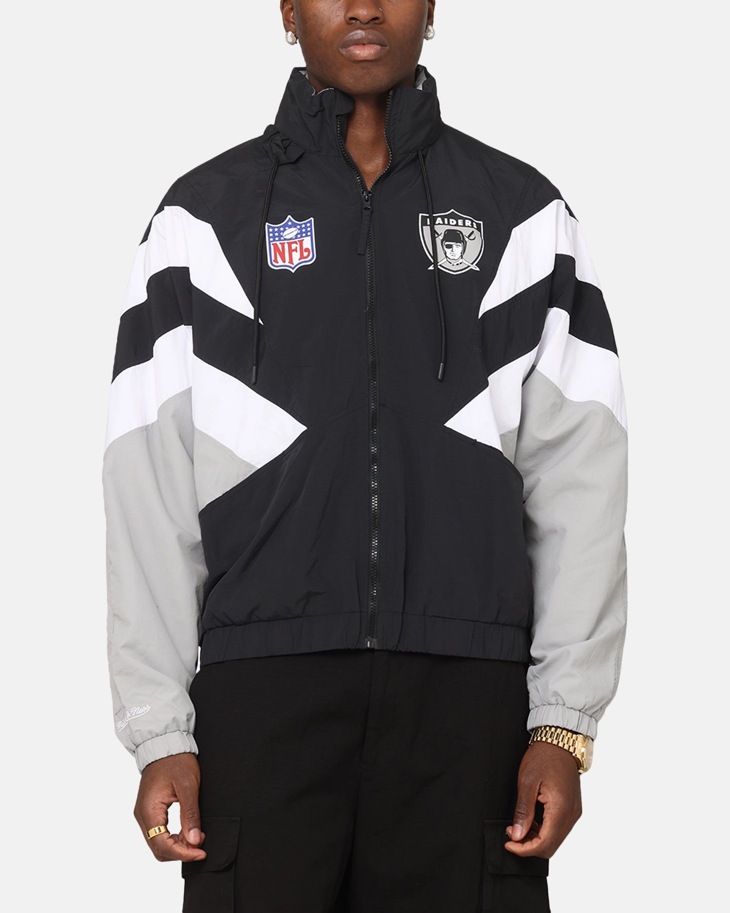 Wind Protection Articulated Seams Mitchell & Ness Las Vegas Raiders Spray Jacket Black/Grey