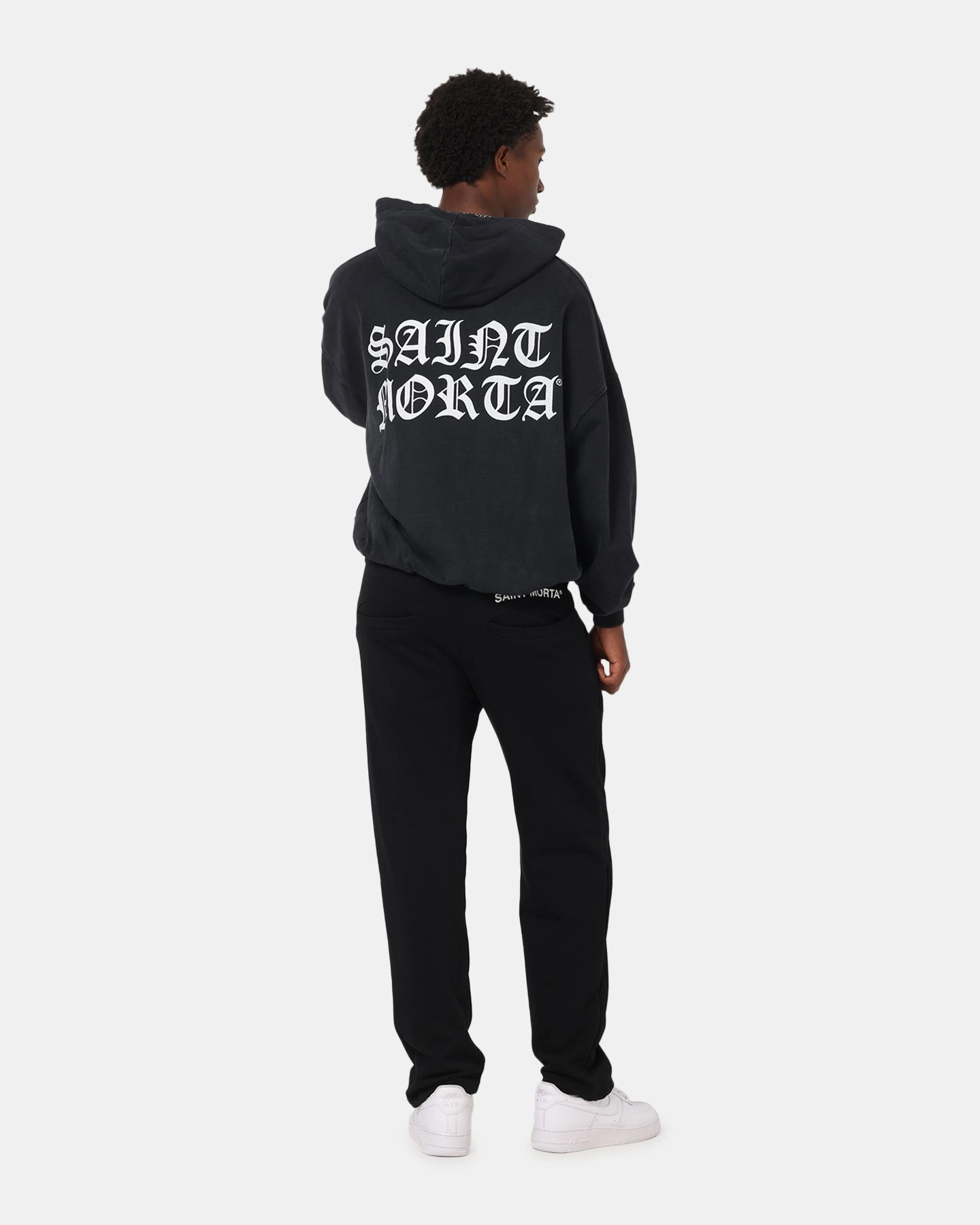 Saint Morta Shadow Mark Hoodie Black Eco Friendly Dye Process