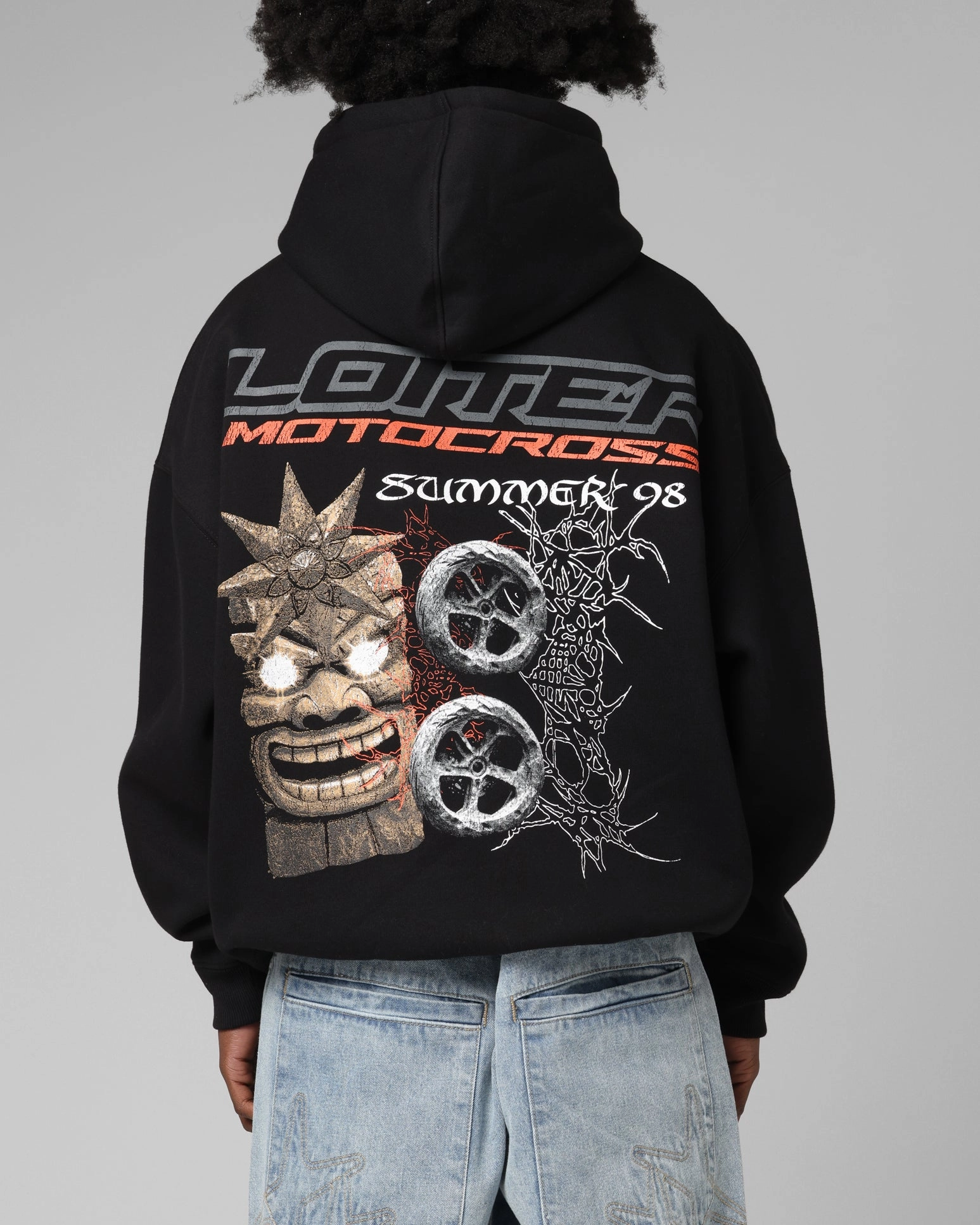 Loiter Summer Motocross Hoodie Black Peacock like Comfy Apparel