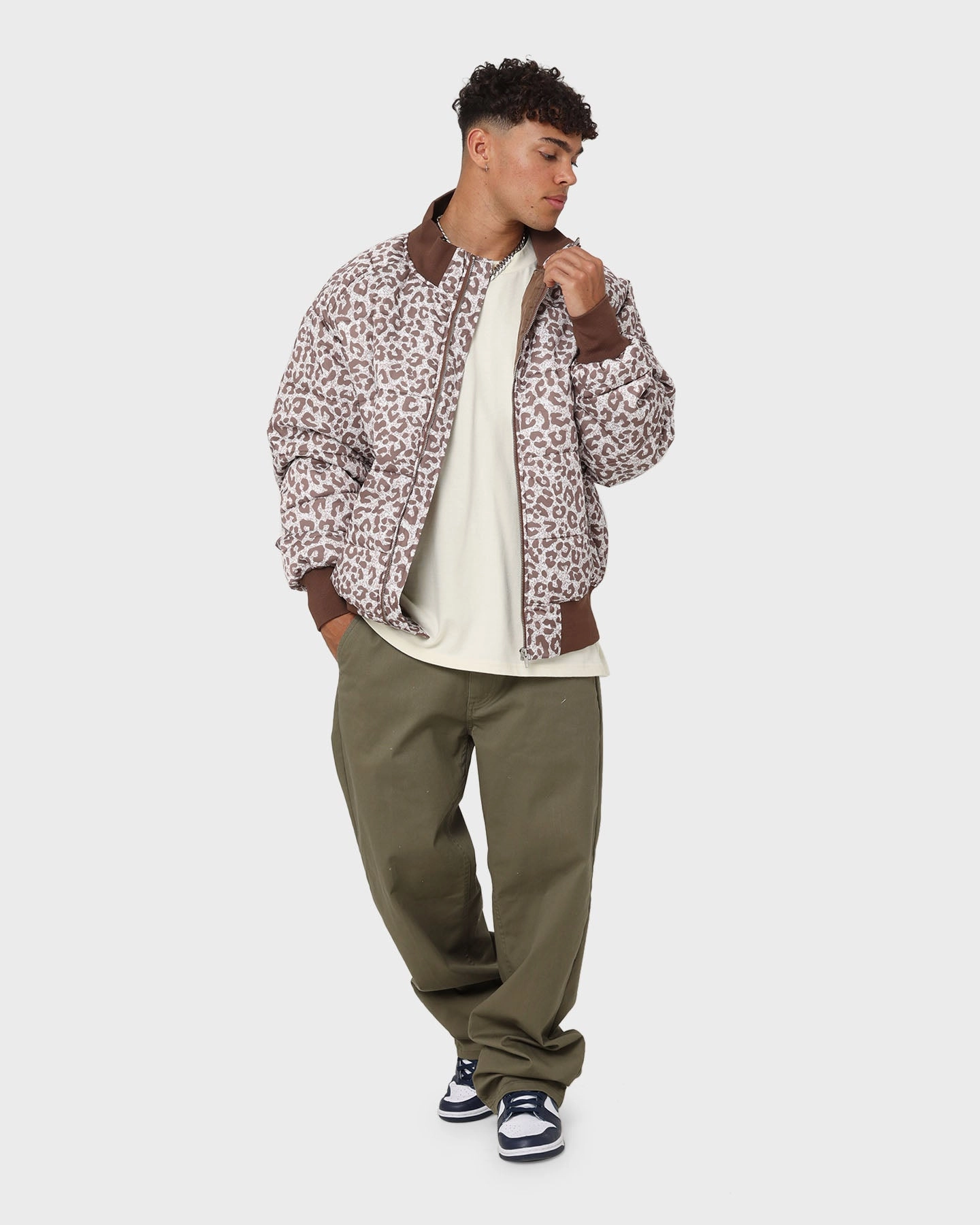 XXIII Leopard Print Puffer Jacket Leopard Lightweight Warmth Wind Barrier