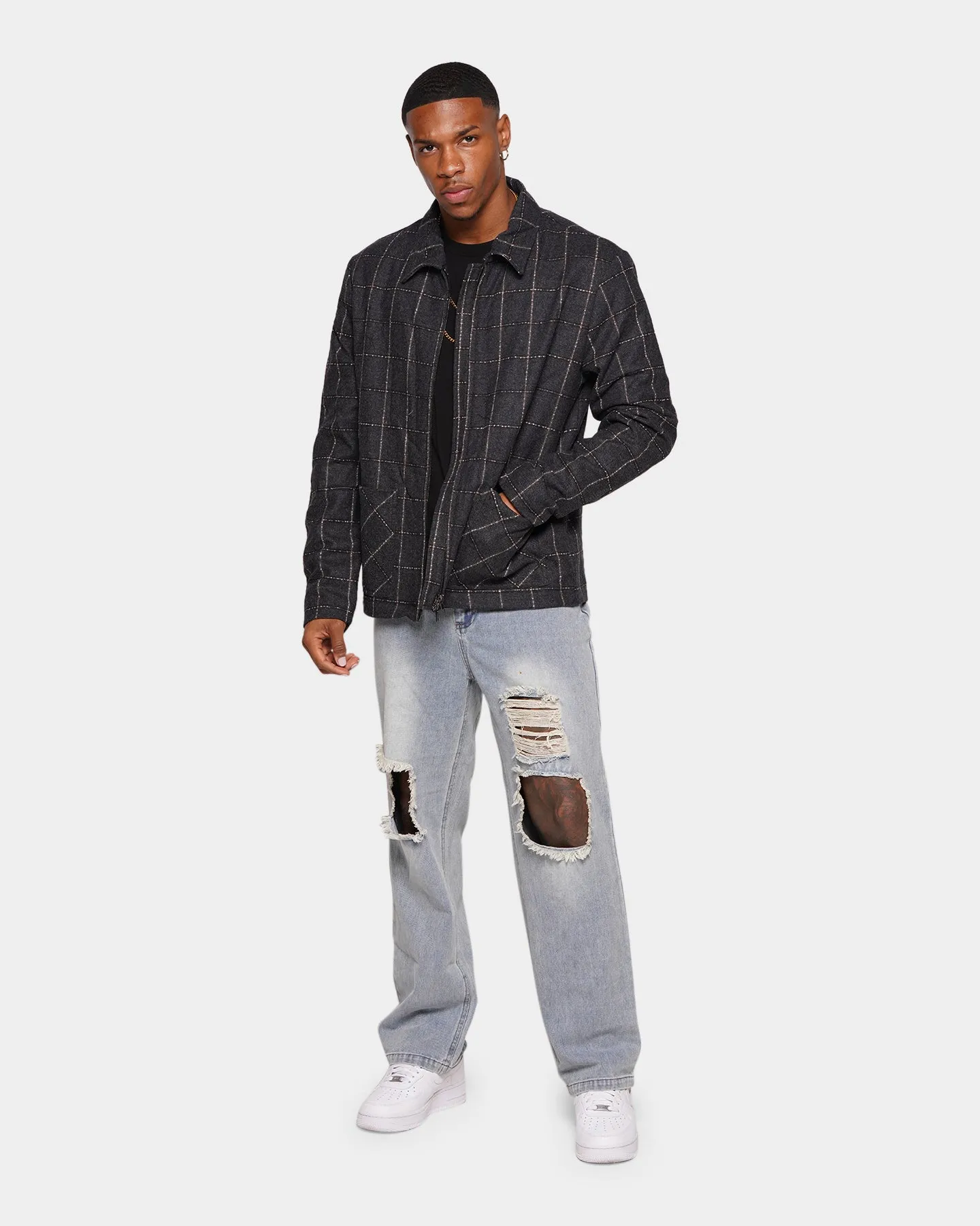 Interchangeable Collar System XXIII Lauritz Check Jacket Navy