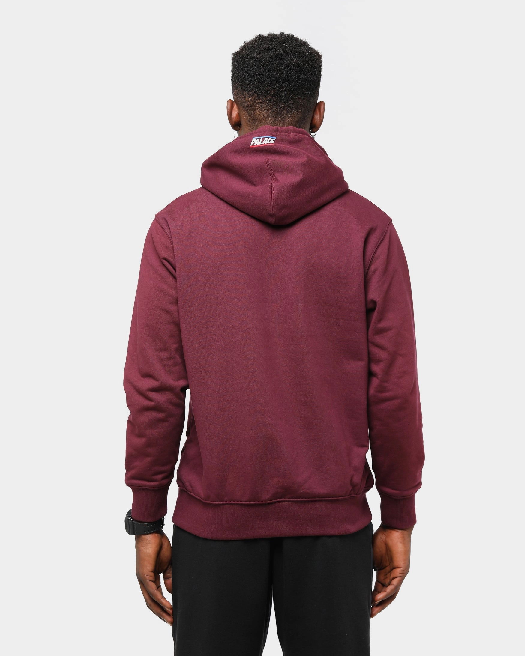 Palace Men's Basically A Hoodie Burgundy Windbreaker Tech Stain Resistant