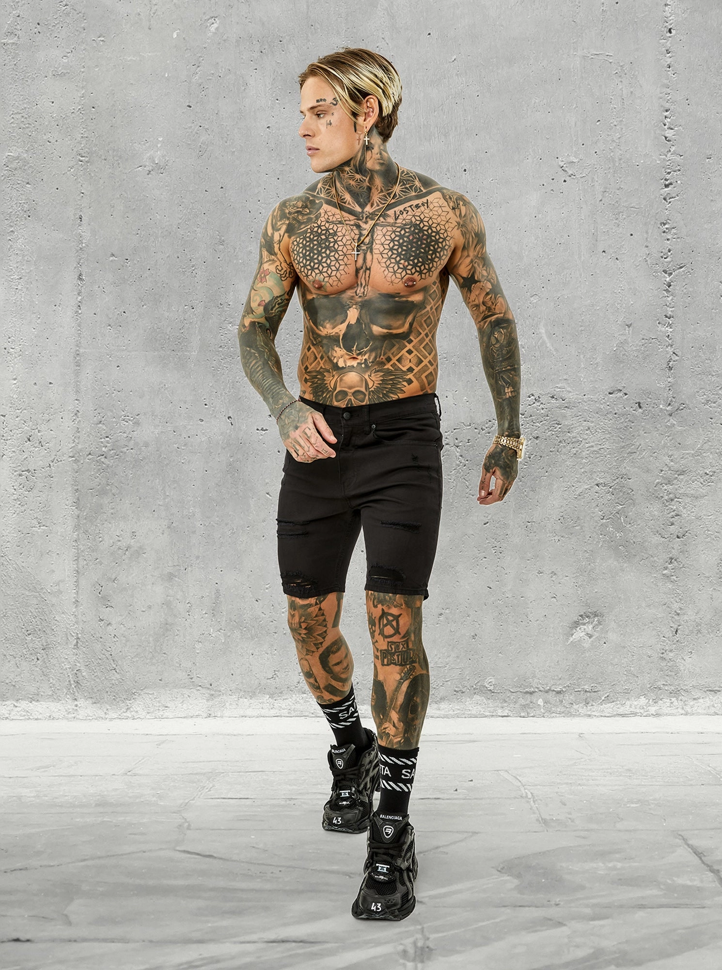 Saint Morta SM Thrashed Shorts Black Trend Essential