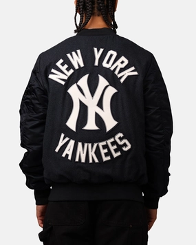 Earrings Bonded Seam Technology New Era New York Yankees Alpha Industries MA-1 Wool Varsity Jacket Navy