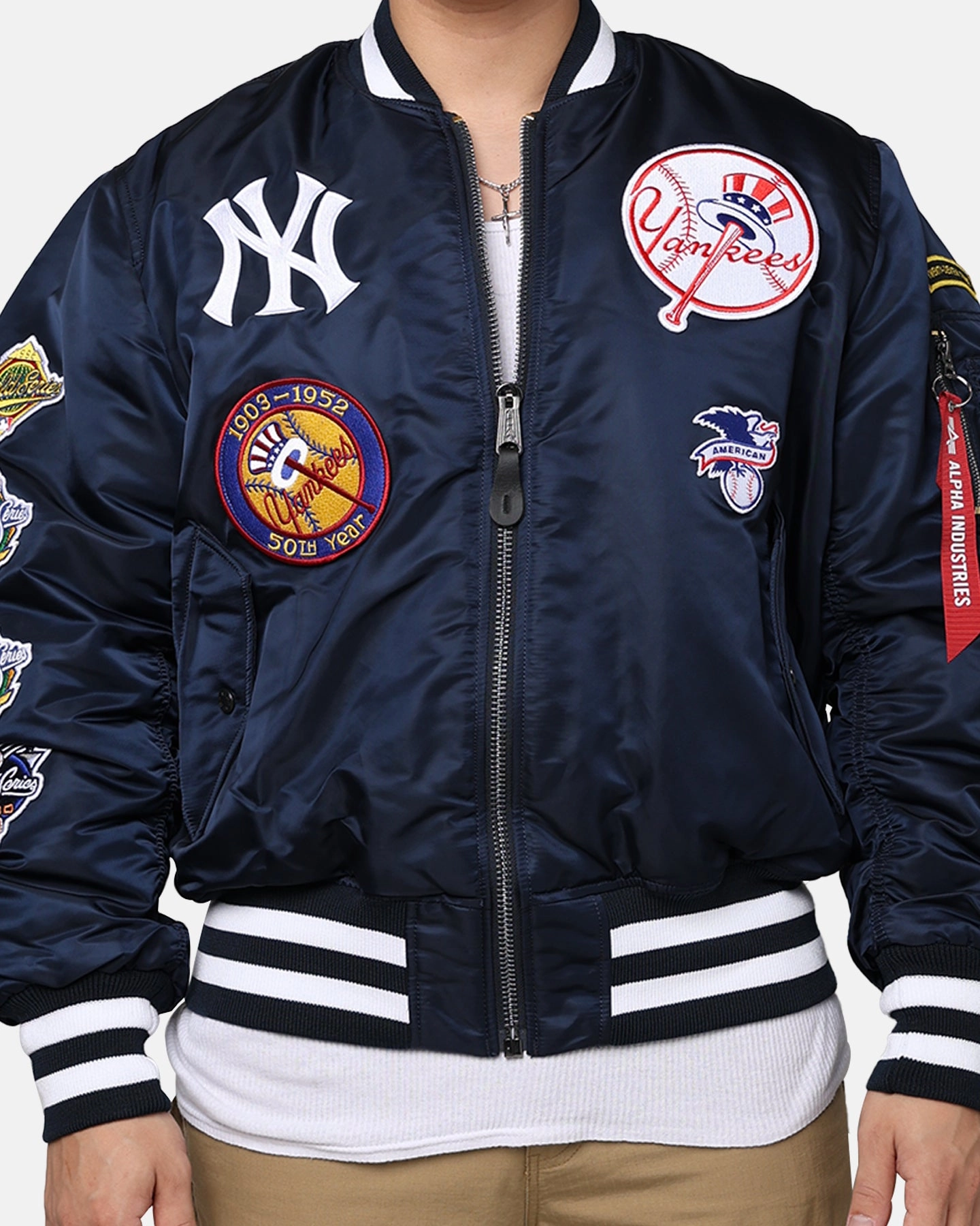 QuiltedPattern Reinforced Stress Points New Era X Alpha Series X MLB New York Yankees MA-1 Bomber Jacket Navy