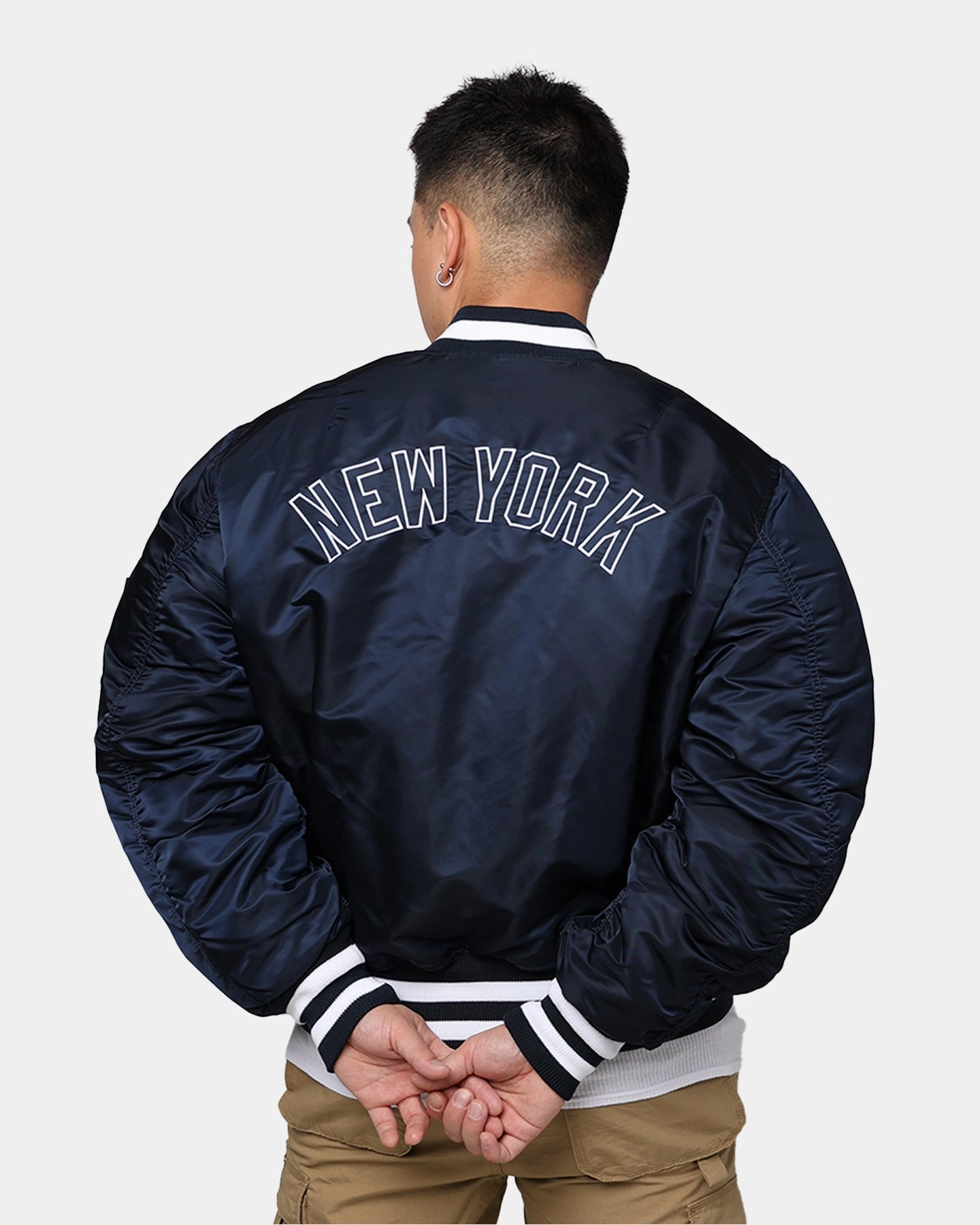 Windproof Barrier Water Resistant Fabric New Era X Alpha Series X MLB New York Yankees MA-1 Bomber Jacket Navy