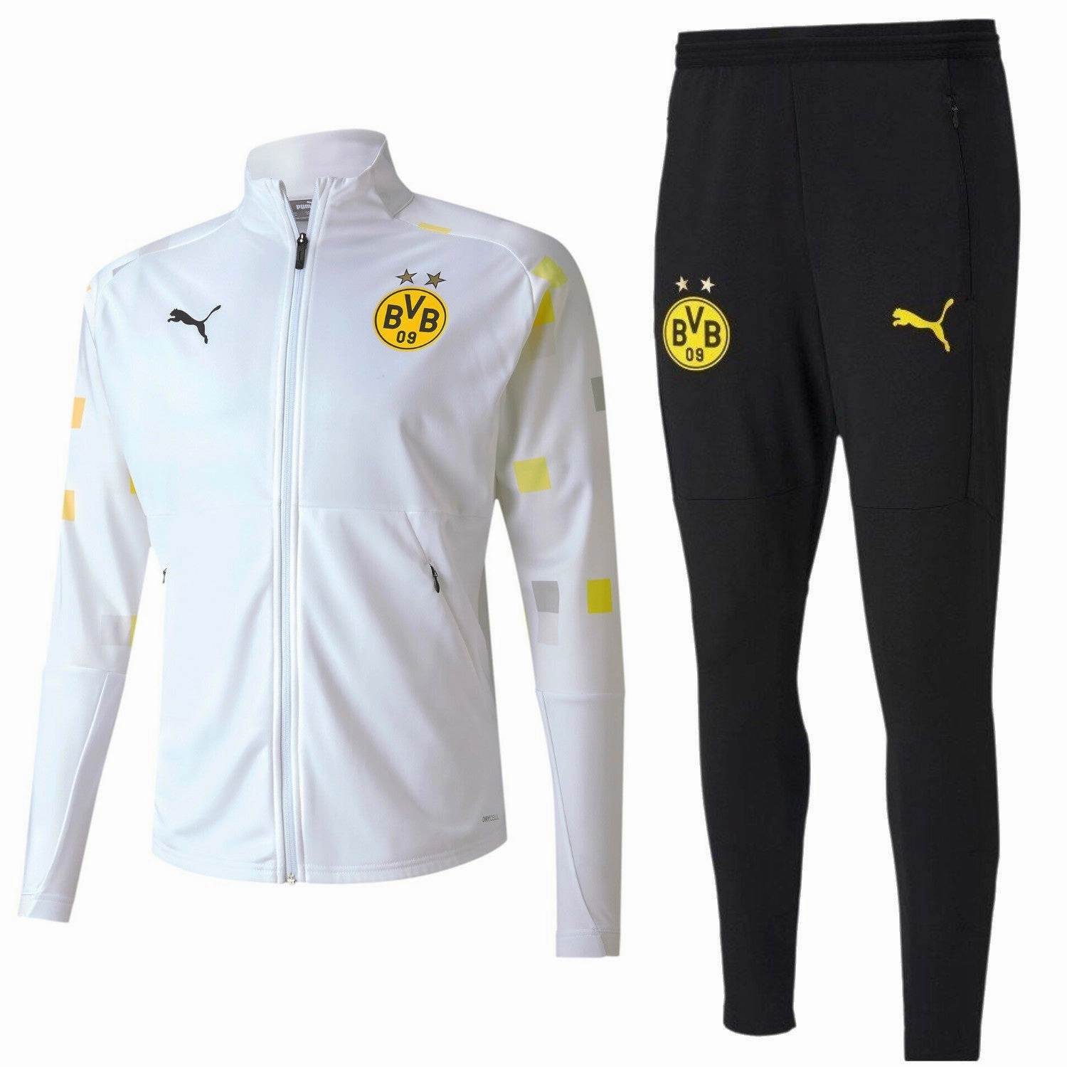 Innovative BVB Borussia Dortmund white pre-match presentation tracksuit 2020/21 - Puma