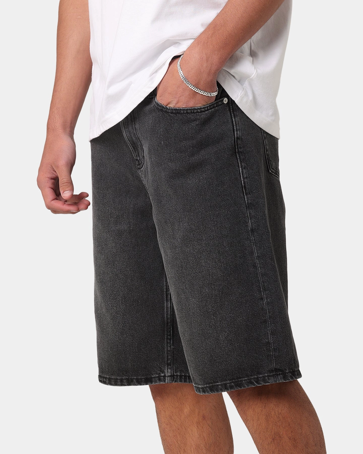 Calvin Klein 90's Loose Denim Short Washed Black Reinforced Stress Points