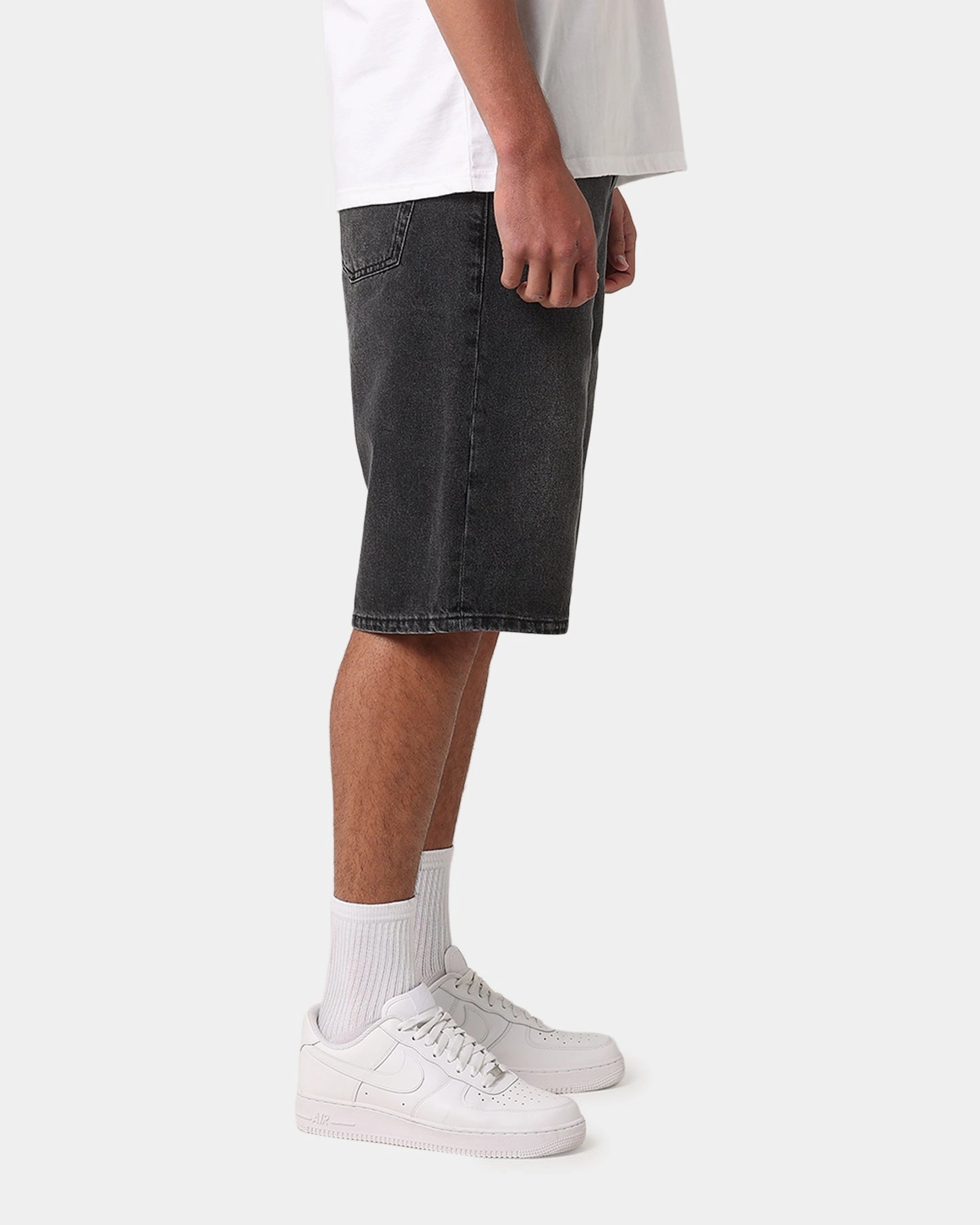 Calvin Klein 90's Loose Denim Short Washed Black denim material