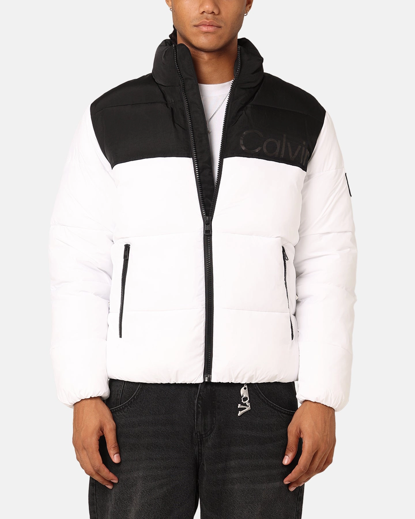 Ventilated Back Panel Calvin Klein Blocking Puffer Jacket Bright White