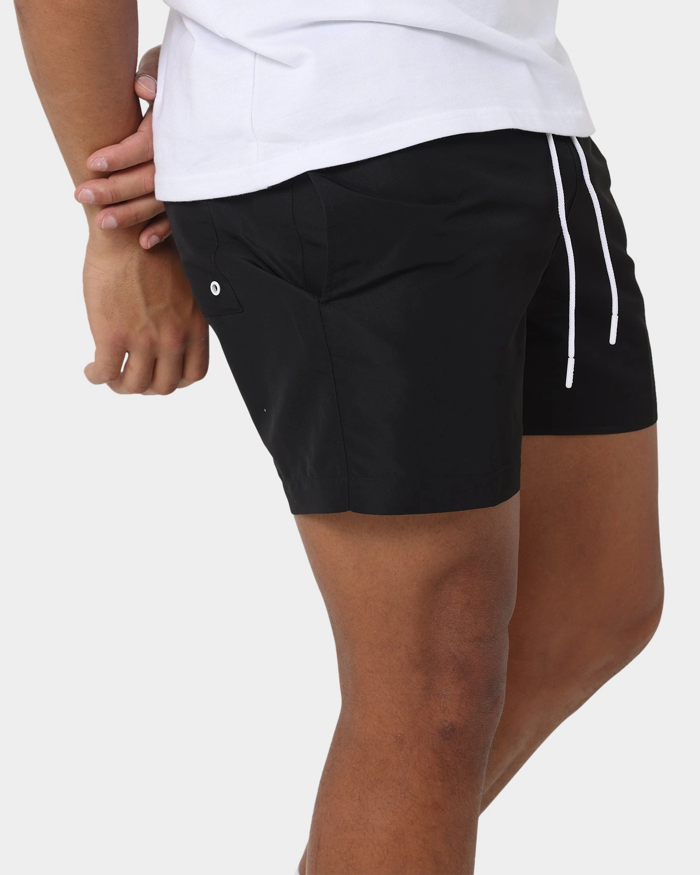 embroidery details Soft touch finish Calvin Klein Medium Double Waistband Swim Shorts Pvh Black