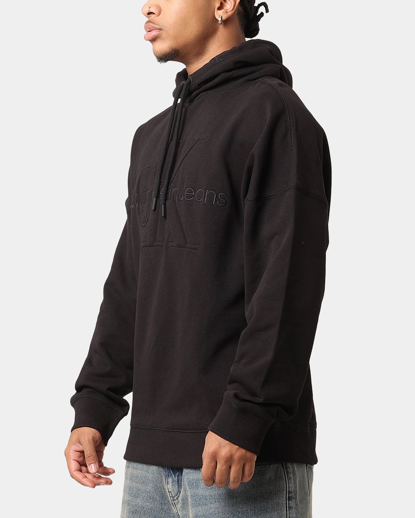 Calvin Klein Premium Monologo Hoodie Black exploration