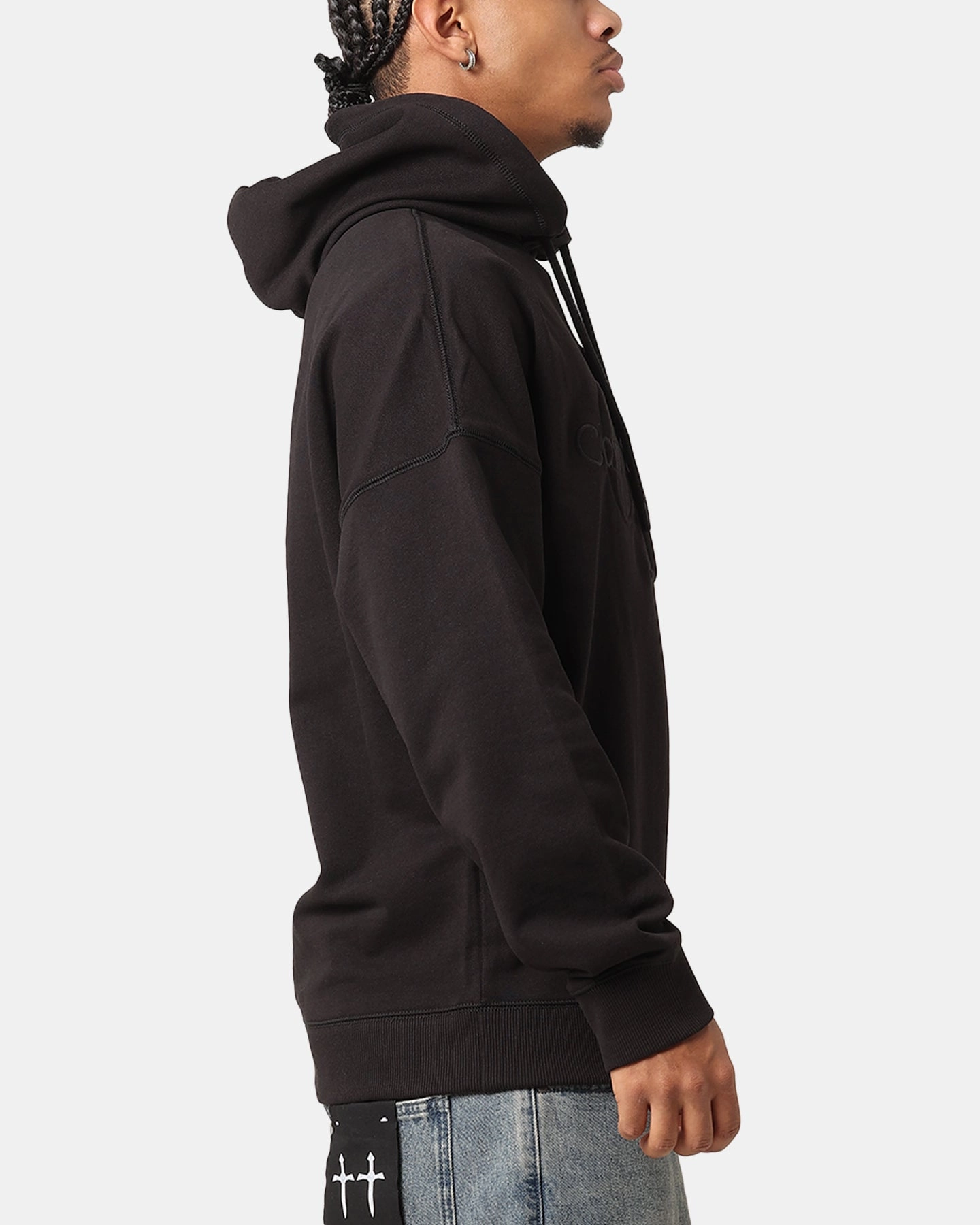 Durable Stitching Calvin Klein Premium Monologo Hoodie Black