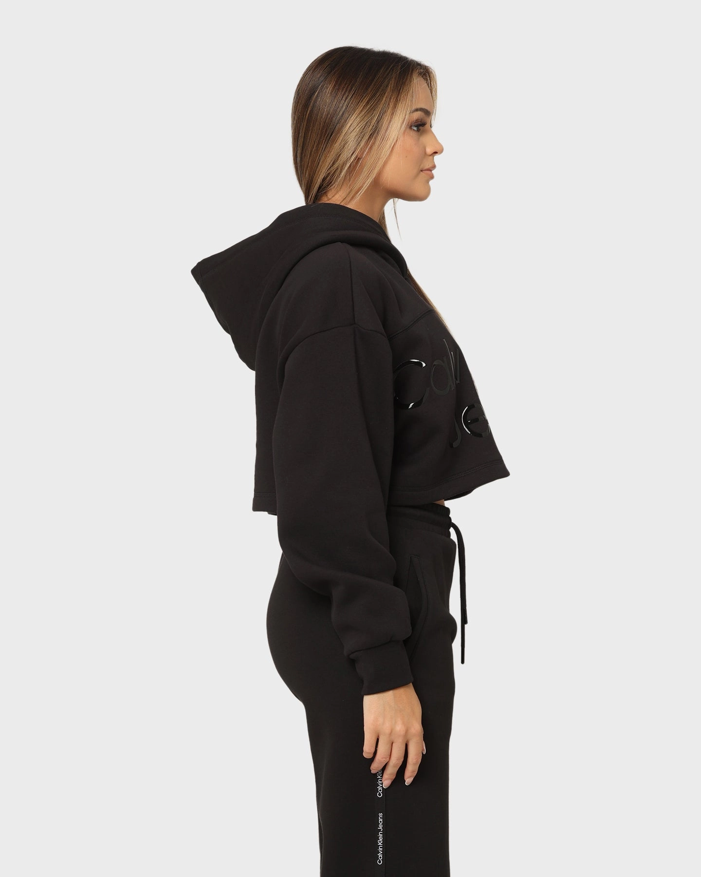 Outdoor Active Calvin Klein Women's Shiny Institutional Hoodie Ck Black