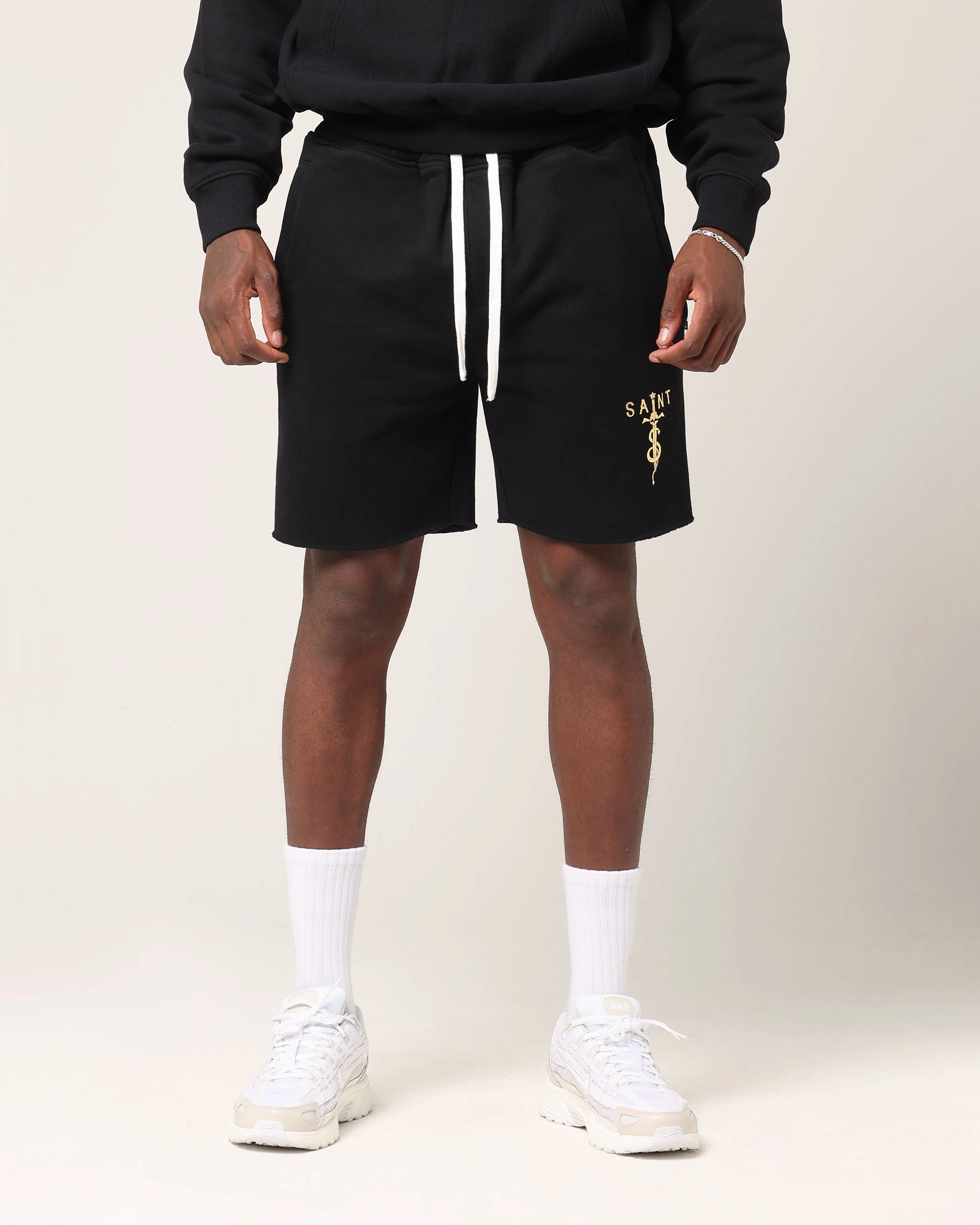 Saint Morta Daggers Sweat Shorts Black/Gold sophisticated appearance Chill Look