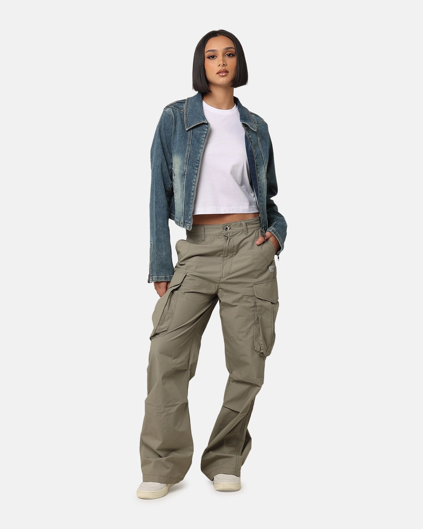 XXIII Women's Josie Fitted Denim Jacket Dark Denim Checkered