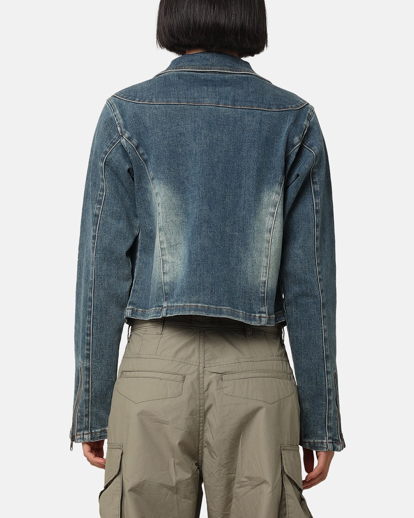 XXIII Women's Josie Fitted Denim Jacket Dark Denim Patterned Water resistant coating