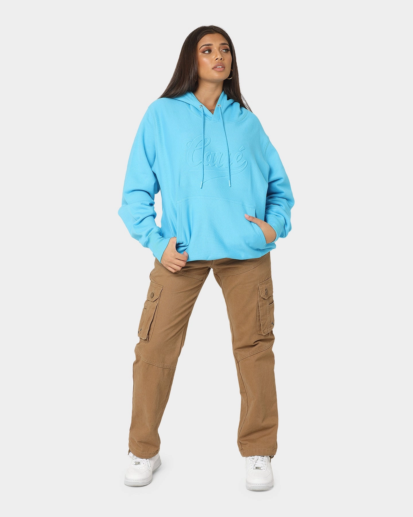 Carre Forme CLS Hoodie Baby Blue hip length See