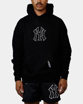Pro Standard New York Yankees Chenille Hoodie Black Quick Layering chest pockets