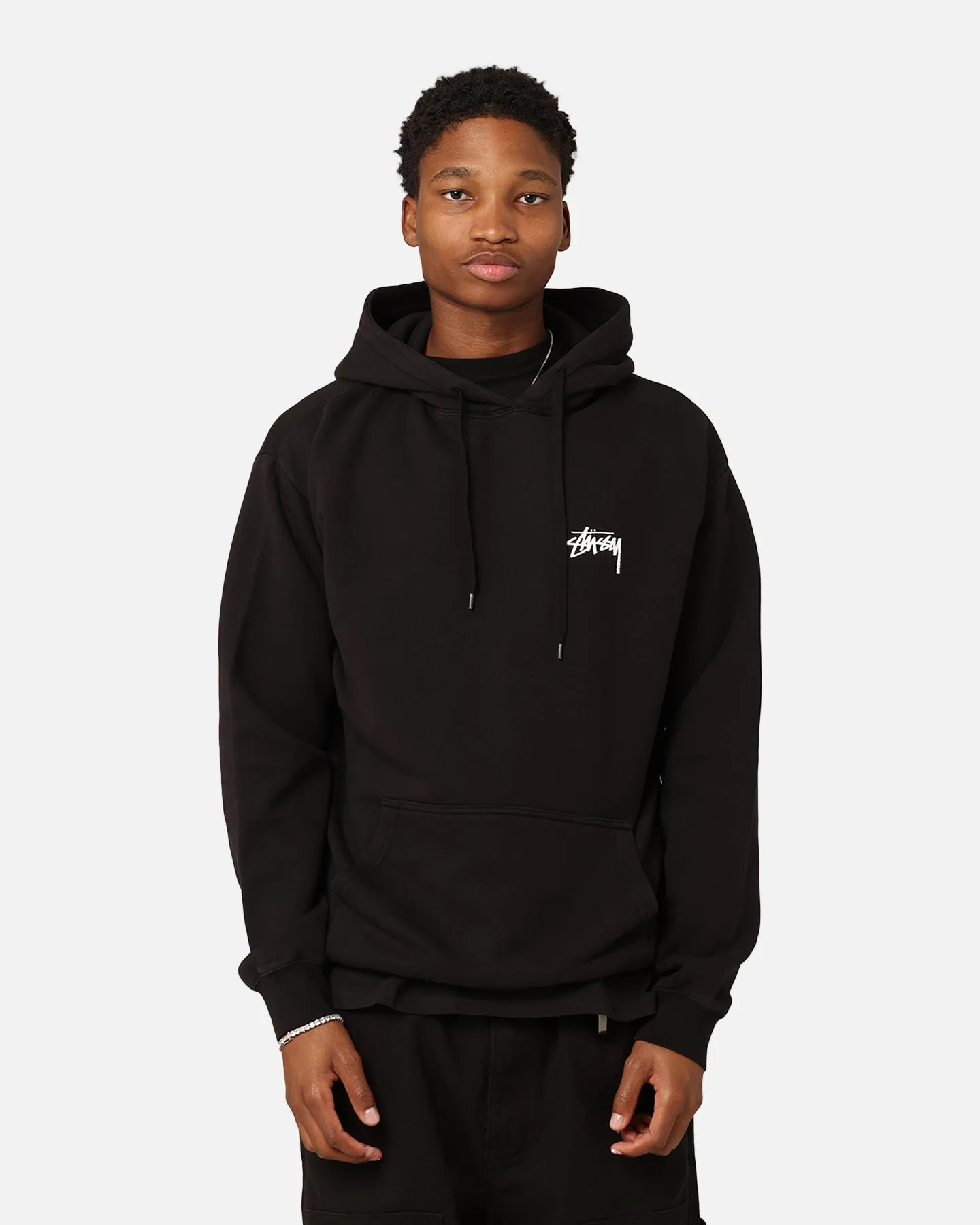 Multipanel Construction St??ssy Fuzzy Dice Fleece Hoodie Pigment Black