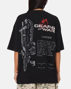 73 Studio X Gears Of War Lancer Vintage T-Shirt Black Acidwash Casual Outfit