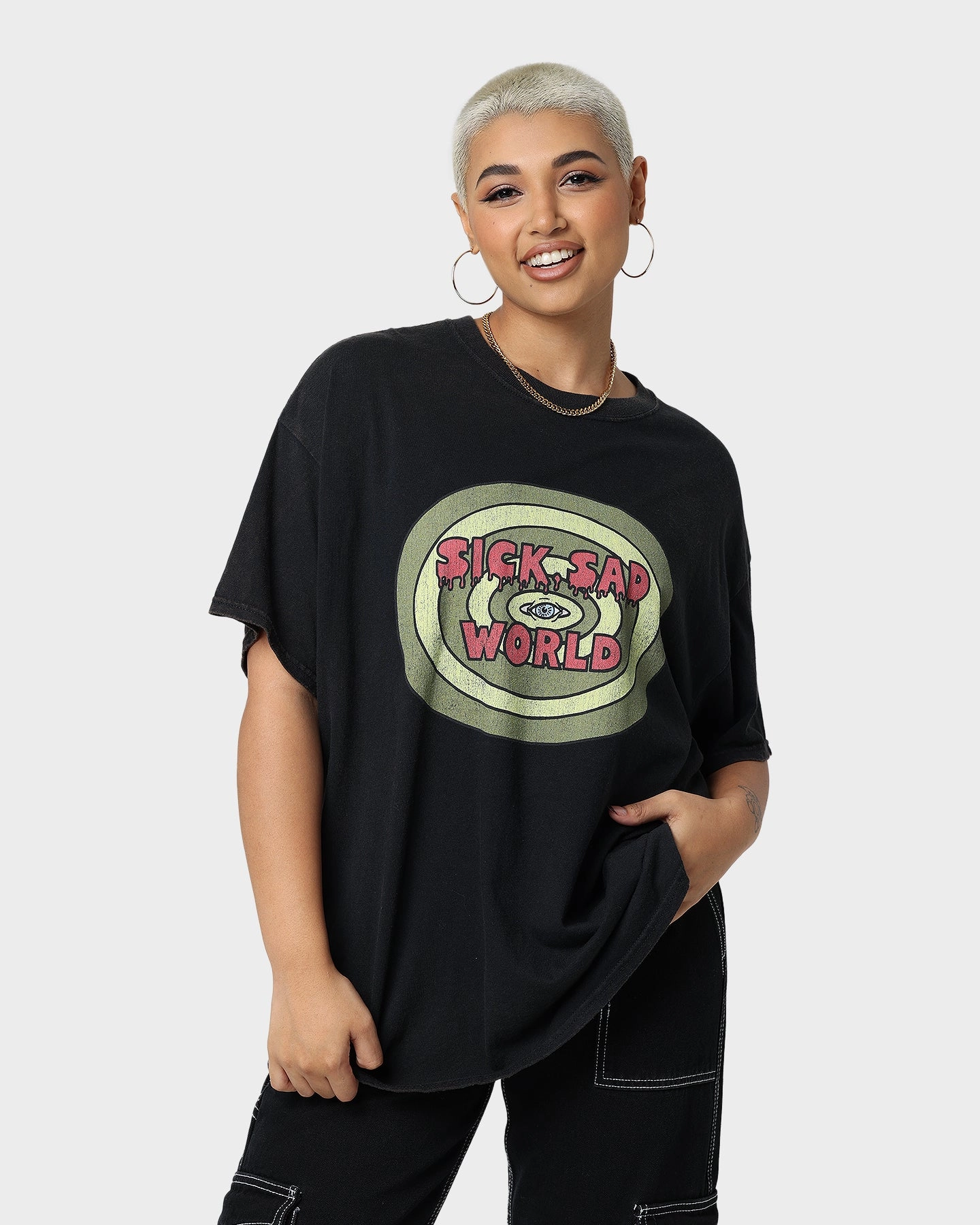 Smart Design Daily Casual American Thrift X Daria Sick Sad World Vintage T-Shirt Black Wash