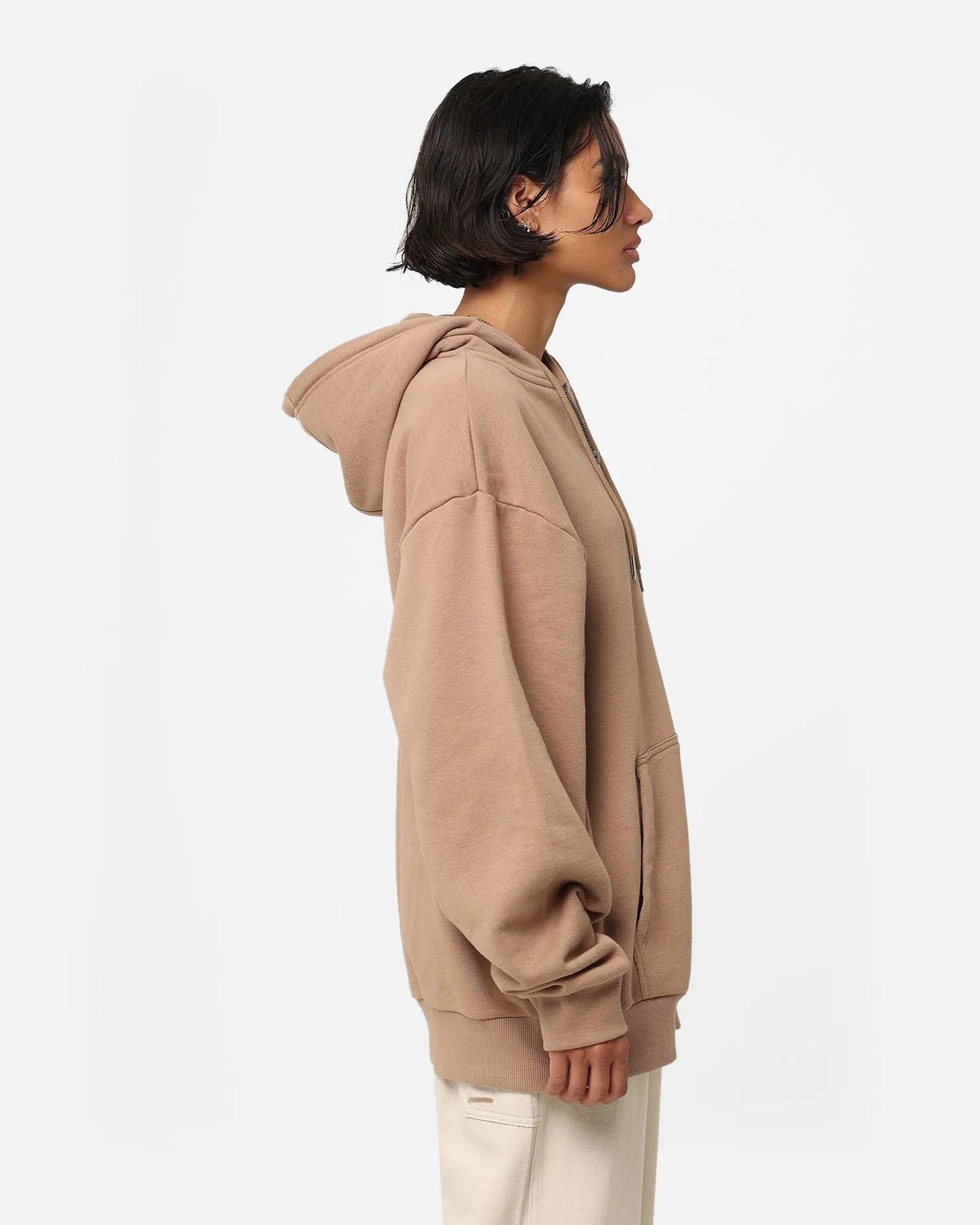 Perforated Details Fast Wear New Era Las Vegas Raiders Quarter Zip Sleeve Script Hoodie Khaki/Black