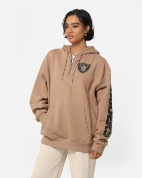 New Era Las Vegas Raiders Quarter Zip Sleeve Script Hoodie Khaki/Black suitable for educational purposes Bill