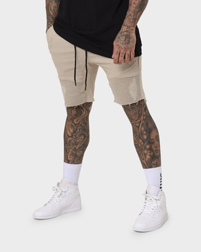 Saint Morta United Distressed Biker Shorts Stone Biodegradable Material Option