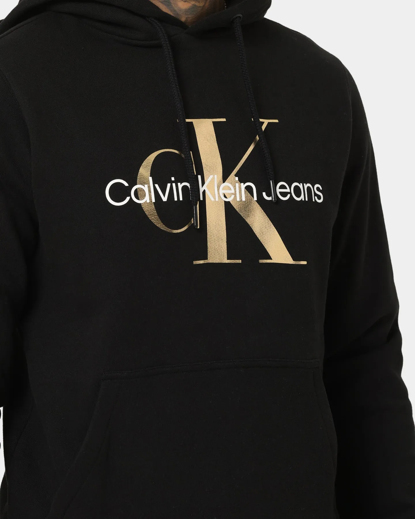 Thermoregulating Insulation Versatile Design Calvin Klein Monogram Hoodie Tawny Black/Gold/White