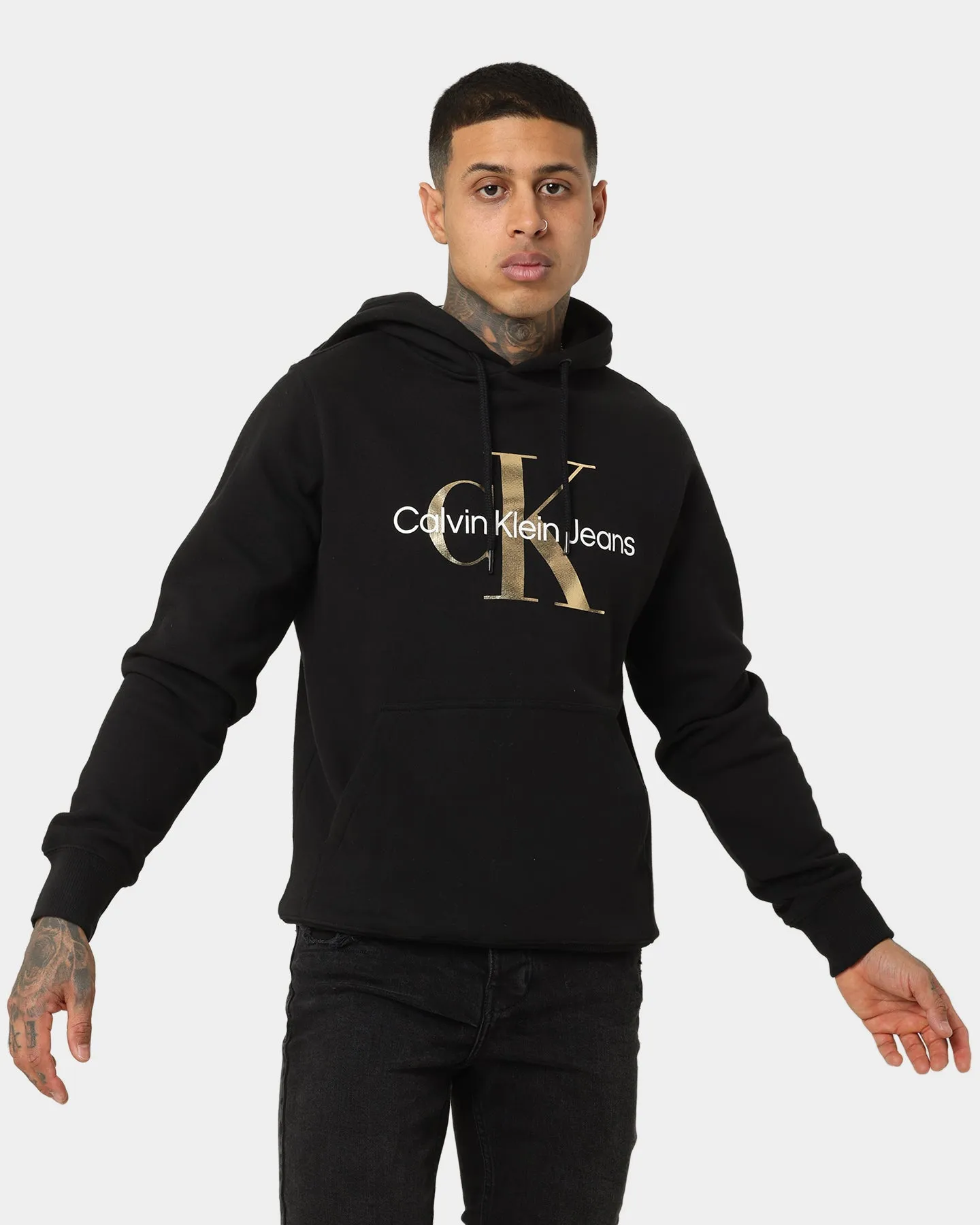 Customizable Fit Calvin Klein Monogram Hoodie Tawny Black/Gold/White
