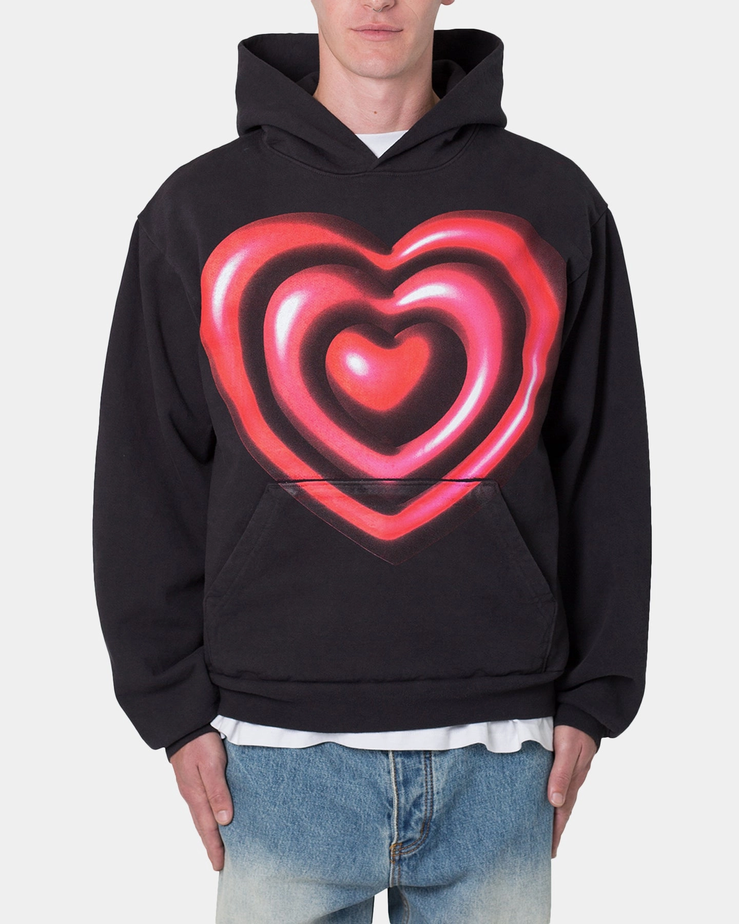 Easy Care MNML Broken Heart Hoodie Off Black