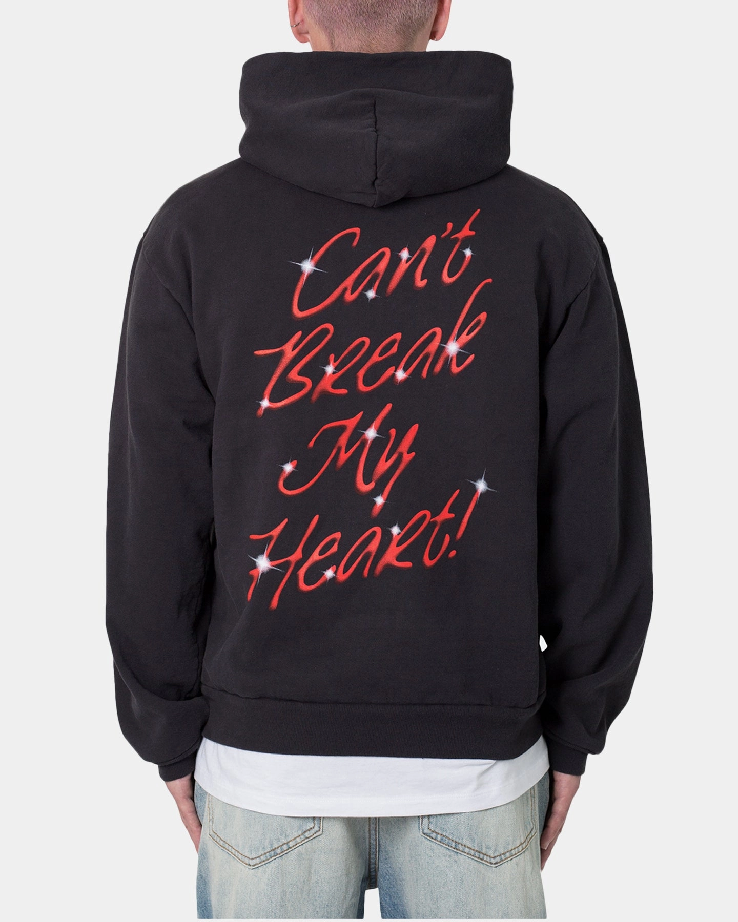MNML Broken Heart Hoodie Off Black University Heavy Duty Zipper