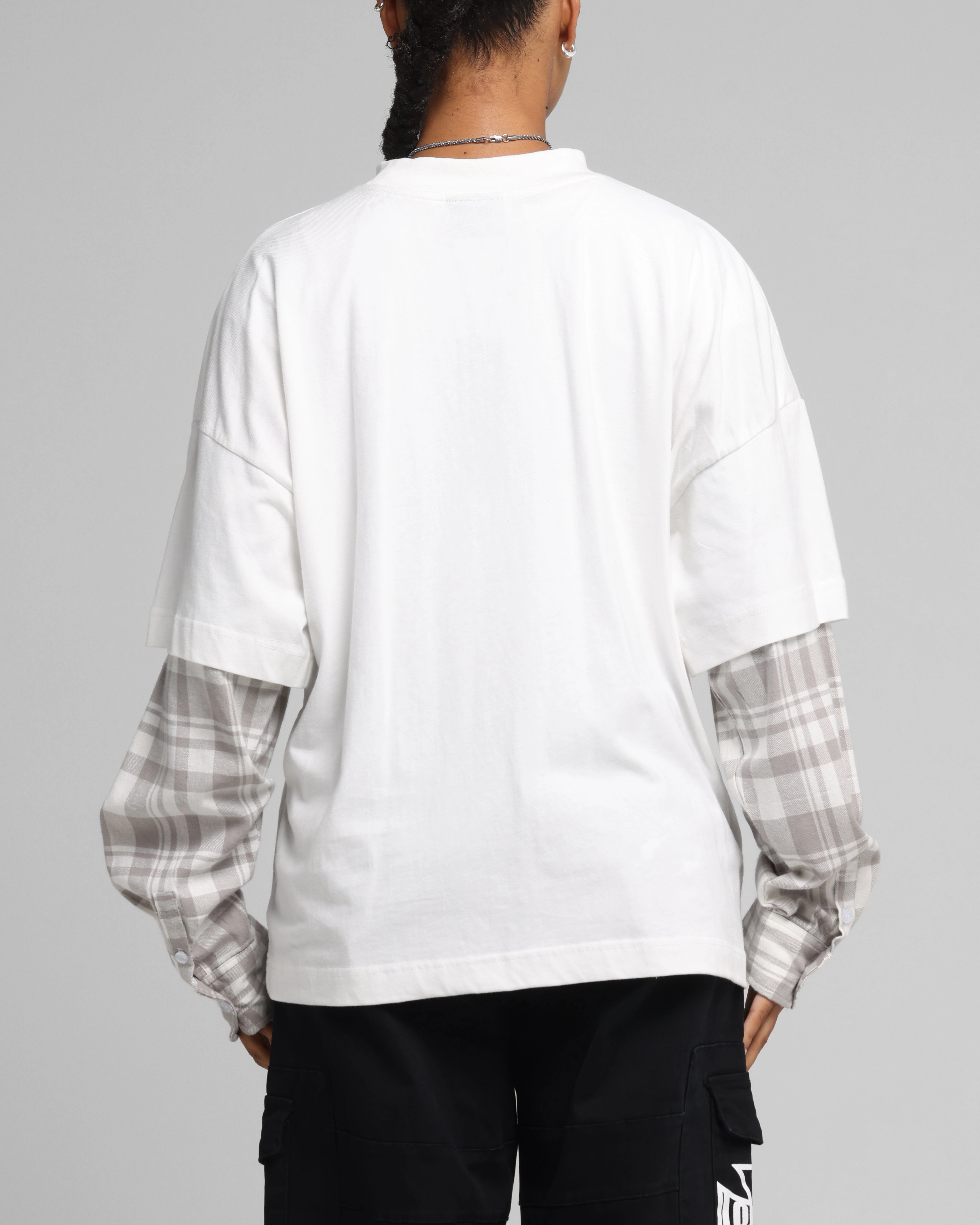 Loiter Layered Flannel T-Shirt Cream Regular Fit