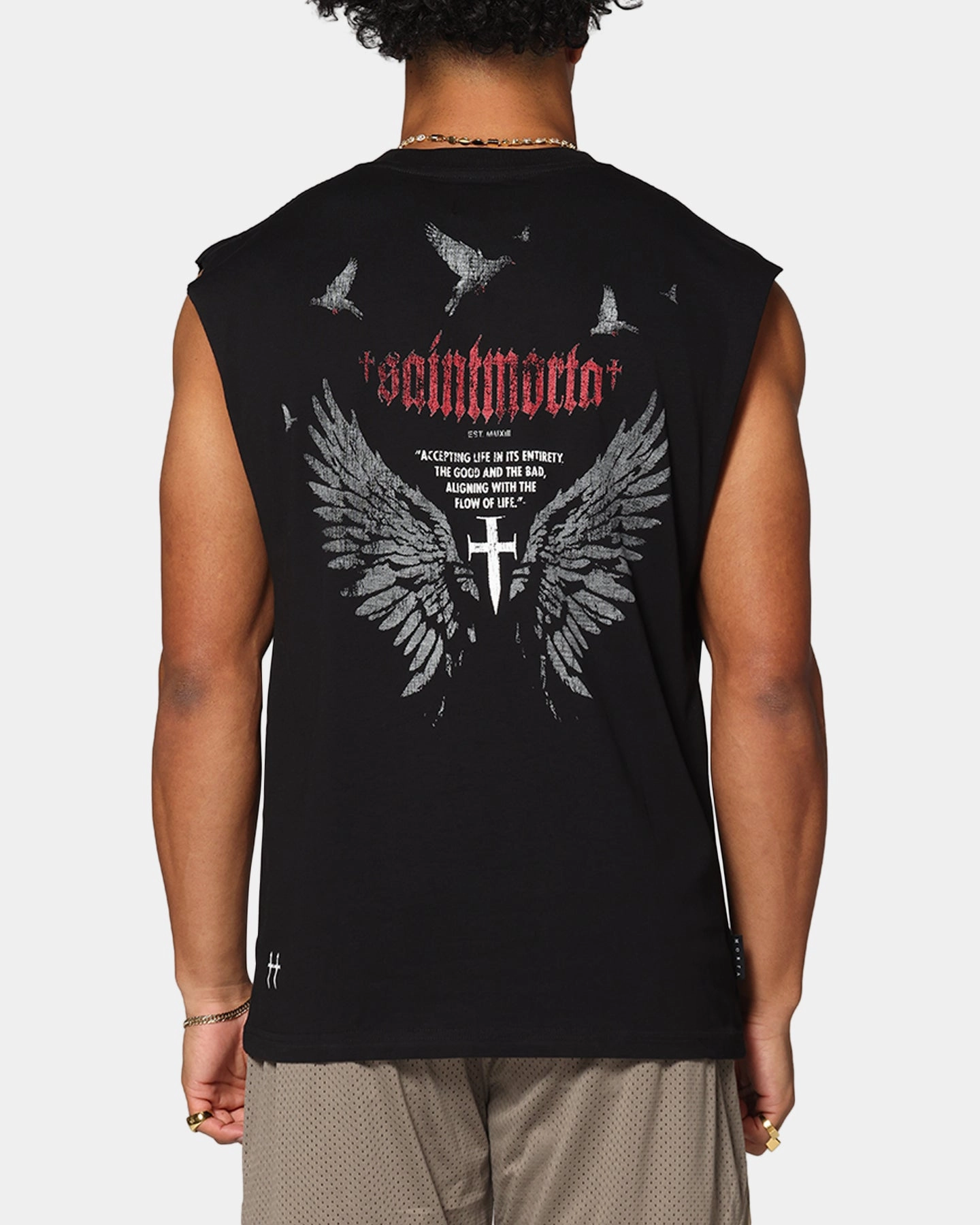 Saint Morta Amorfati Oversized Muscle T-Shirt Black Classic Cut