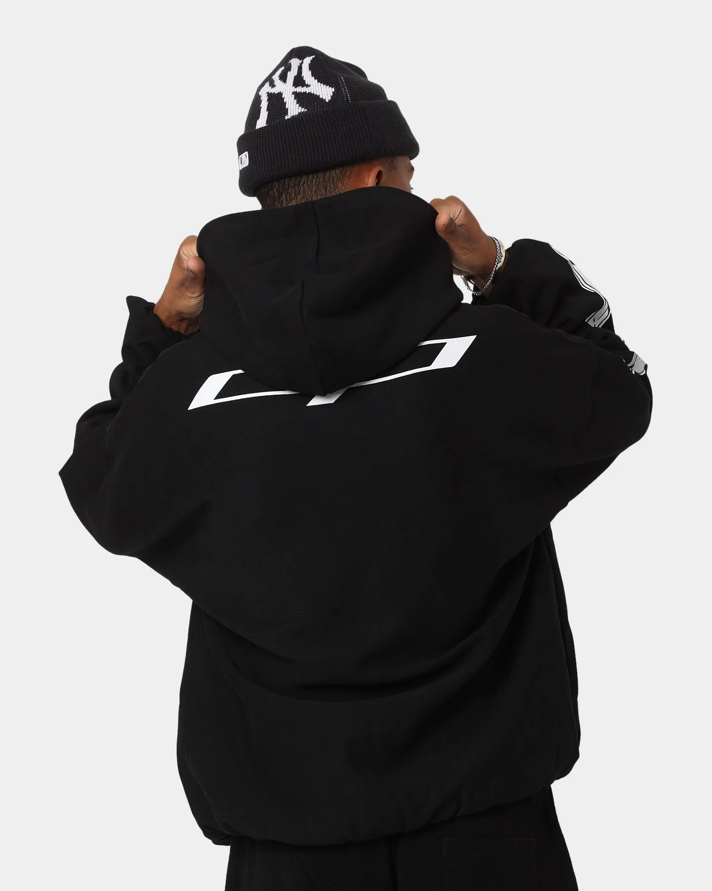 Bright Tones Embroidered Carr?? Enhanced Oversized Superior Hoodie Black