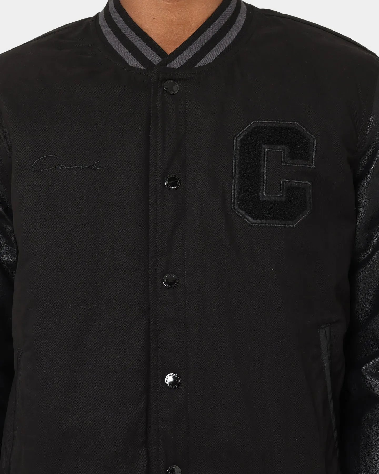 Dual Layer Fabric Bronzer Carr?? MVP Varsity Jacket Black/Black