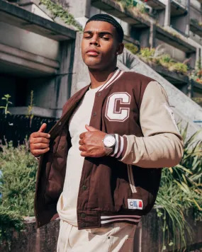 Recycled Polyester Launch Carr?? MVP Varsity Jacket Brown/Cream