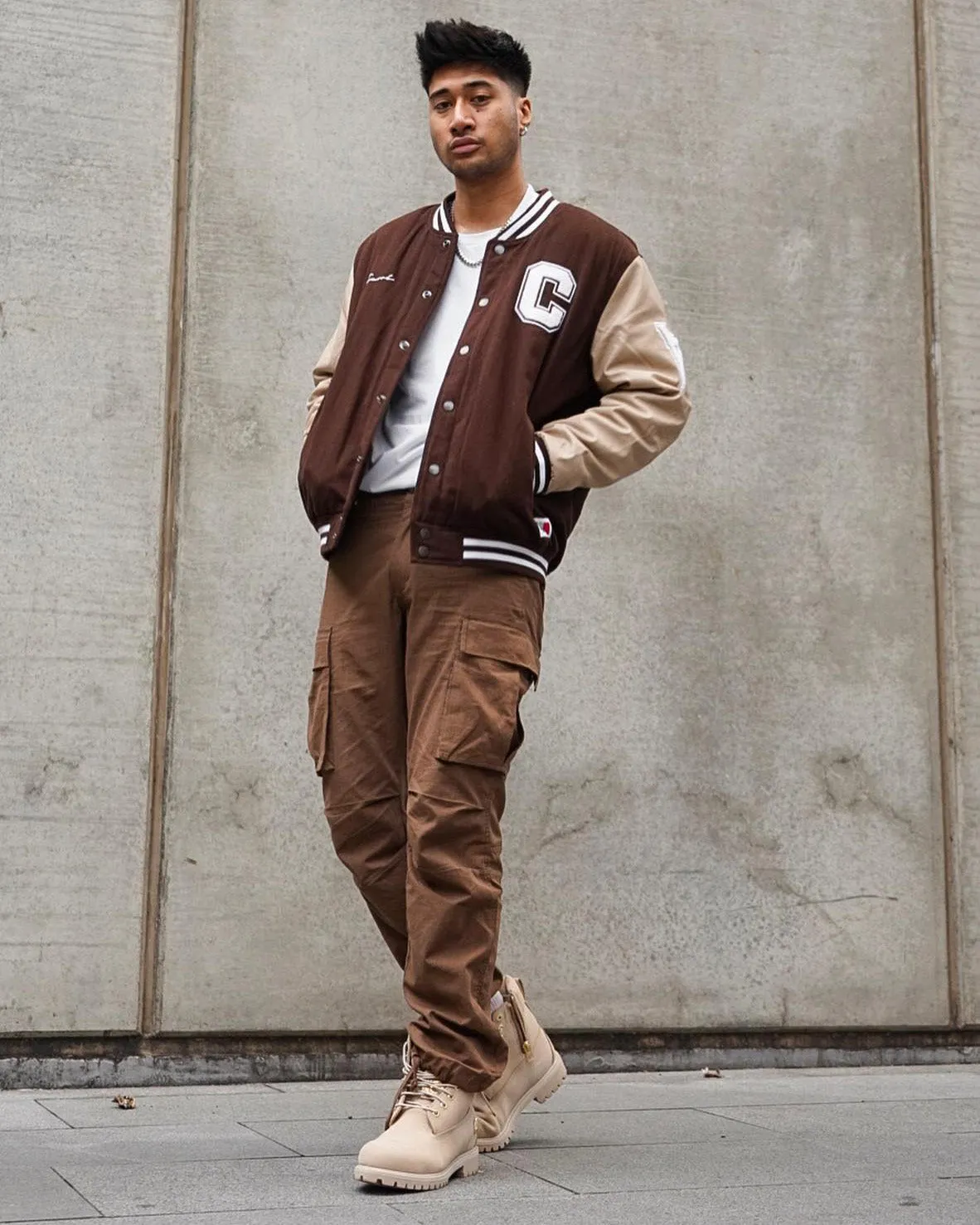 Carr?? MVP Varsity Jacket Brown/Cream Sport Fit