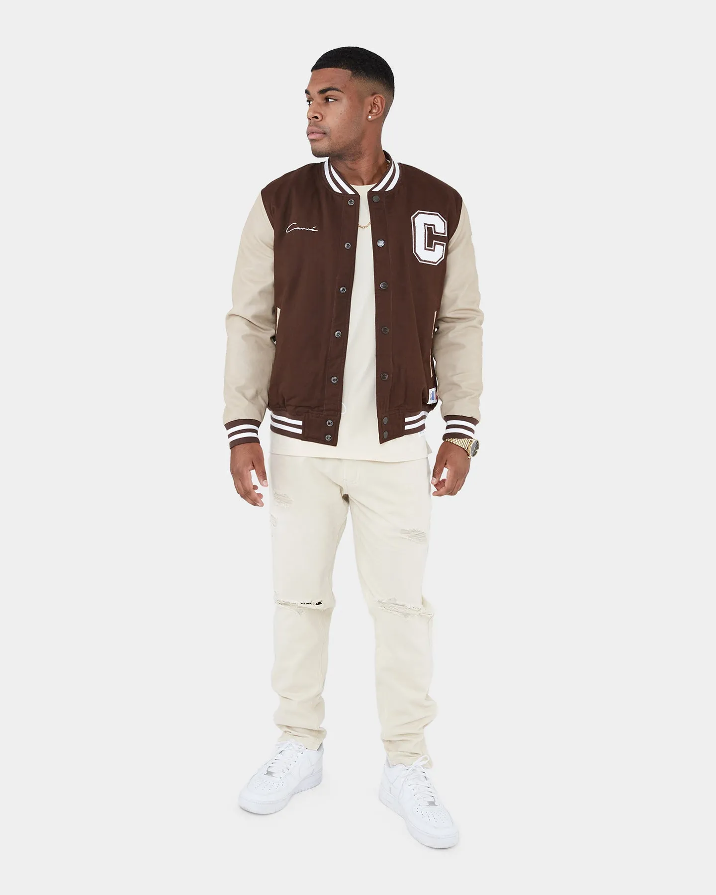 Carr?? MVP Varsity Jacket Brown/Cream Windbreaker Style