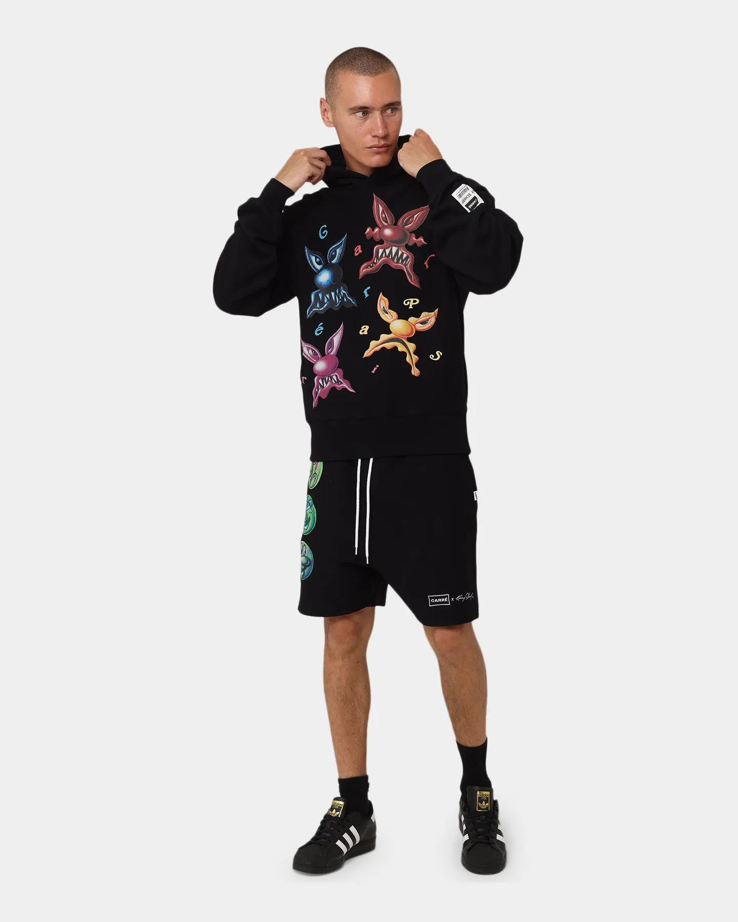 High Density Weave Travel Essential Carr?? X Kenny Scharf Meanie Oversized Hoodie Black