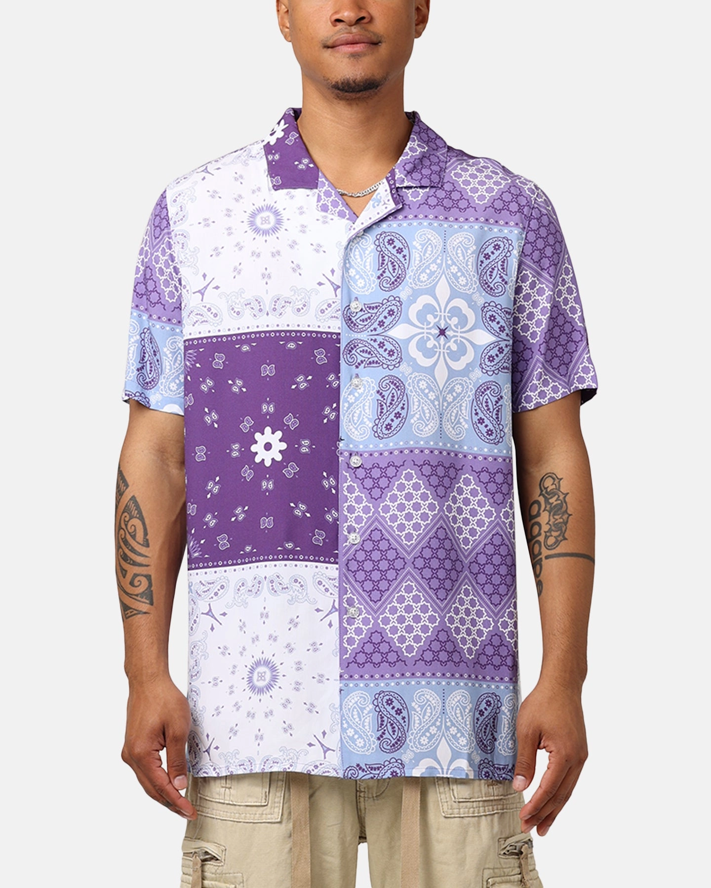 Preppy Vibe Carr?? Bandana Ultra Button Up Shirt Purple