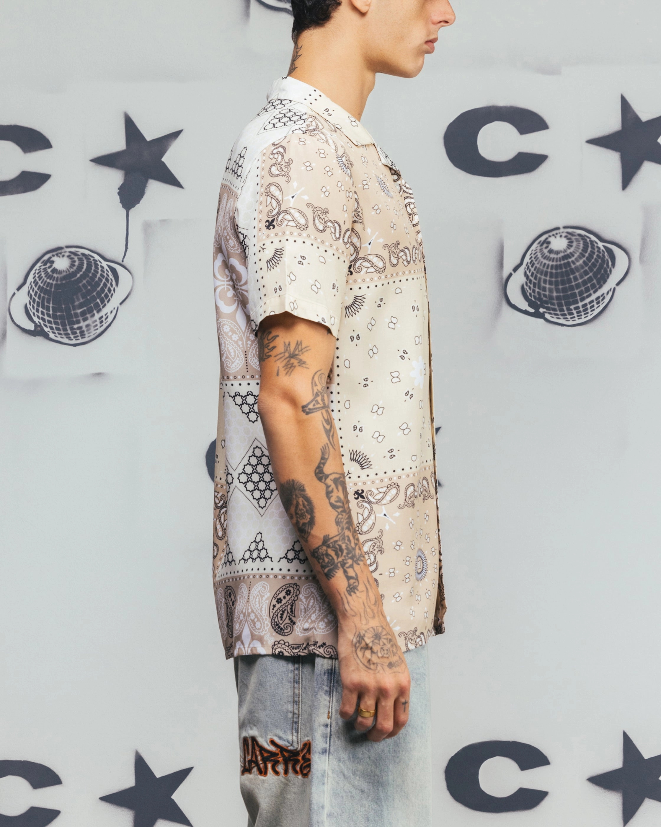 Carr?? Bandana Ultra Button Up Shirt Stone Ultra Soft Interior Everyday Essential