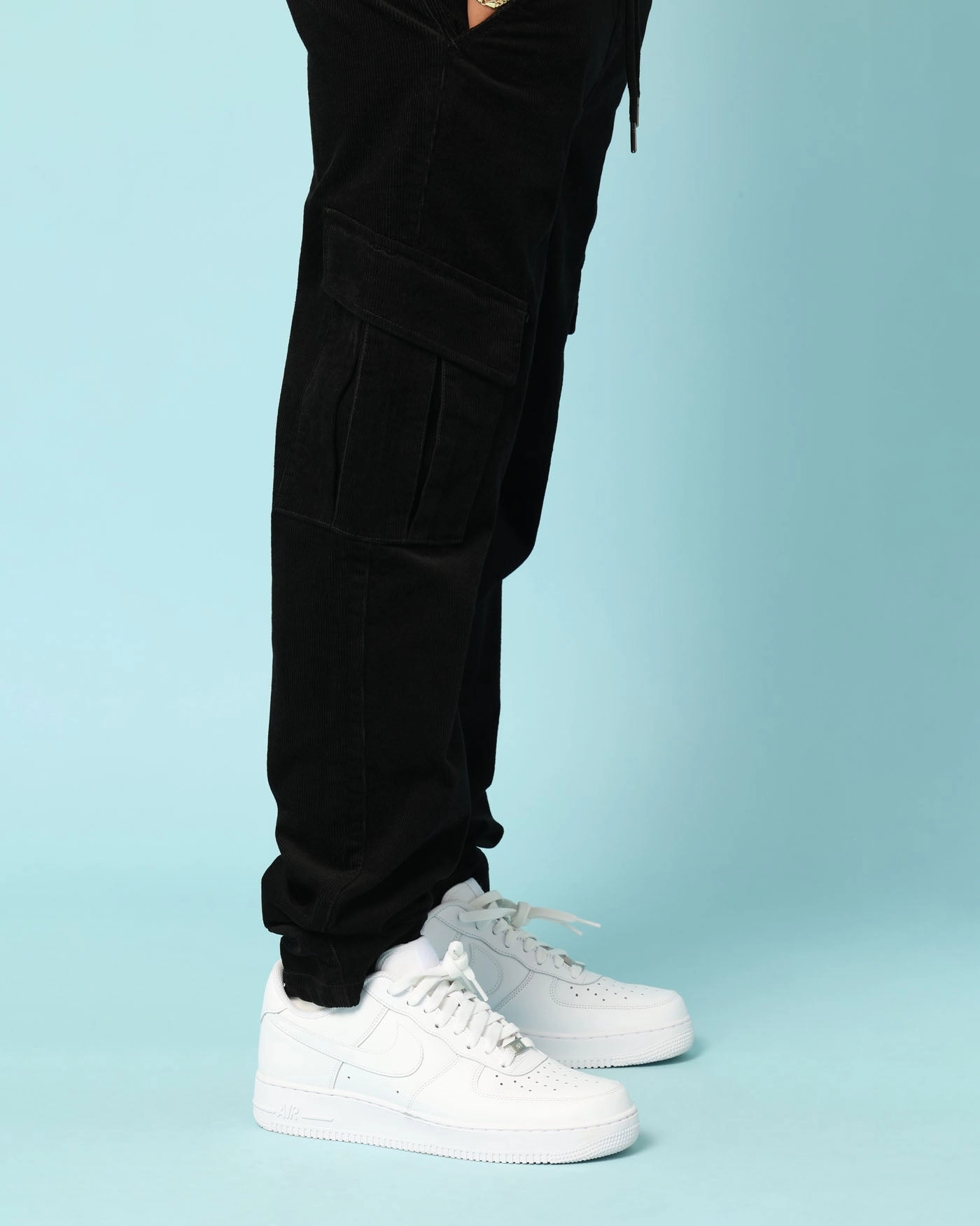 Carr?? Bande Corduroy Cargo Pants Black Recycled Polyester Blend Quick Flex