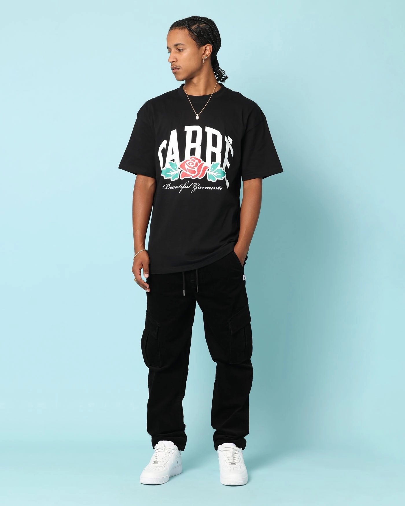 Carr?? Bande Corduroy Cargo Pants Black Flexible Leg Soft and Cozy